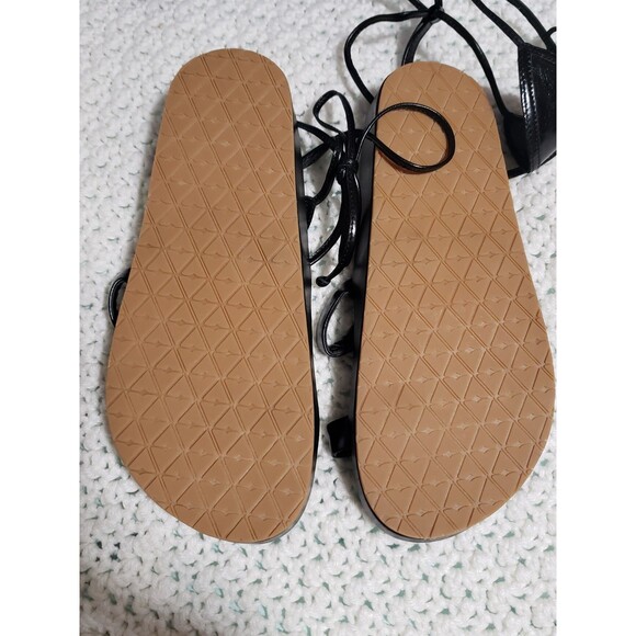 Zac Posen Black Tie Strap Sandals New size 6 Flat Ankle Wrap - Picture 2 of 5